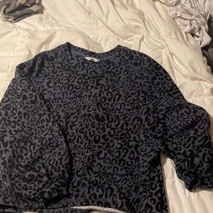 Blue cheetah print oversized sweatshirt